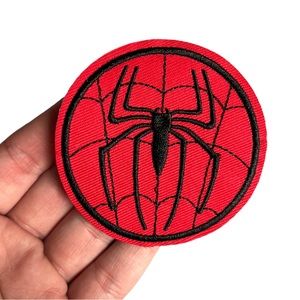 Red Round Spiderman Logo Embroidered Iron-On Patch Movie Character Collector New